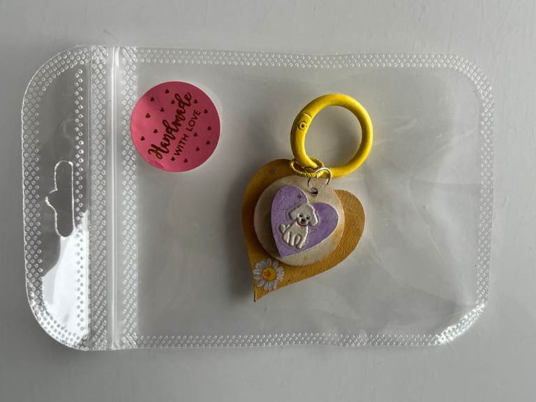 HANDCRAFTED KEY RING / BAG CLIP -POODLE