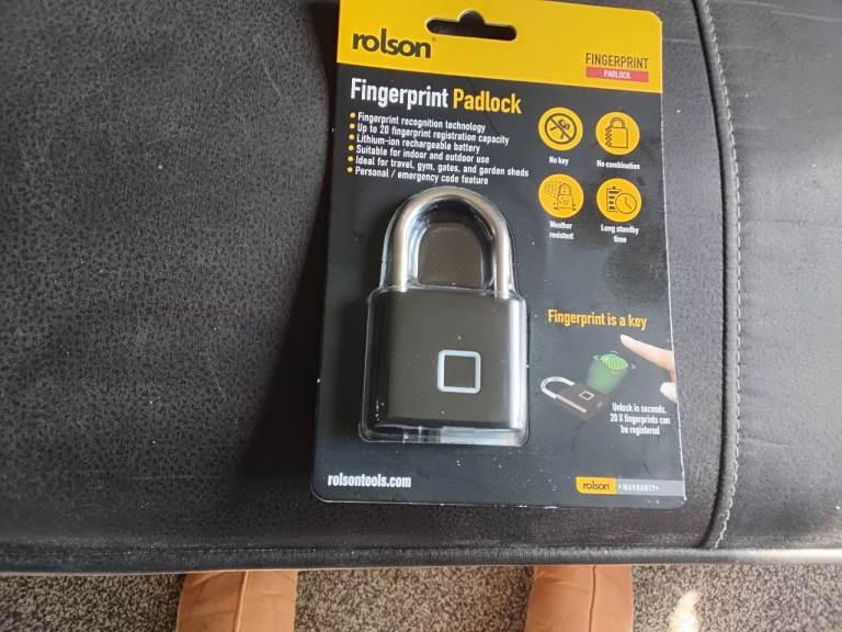 Rolson Fingerprint Padlock - Brand New, Black