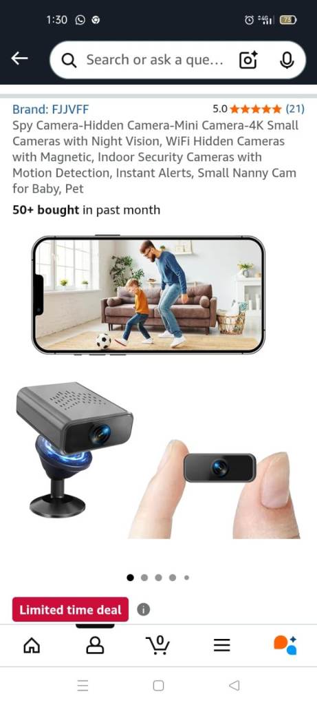 4K Mini Spy Camera with Night Vision, WiFi, Motion Alerts, Magnetic Mount.