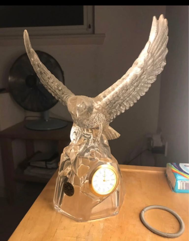 Large Italian Rare Rock Crystal Eagle Clock.Immaculate Cond. Sell £35