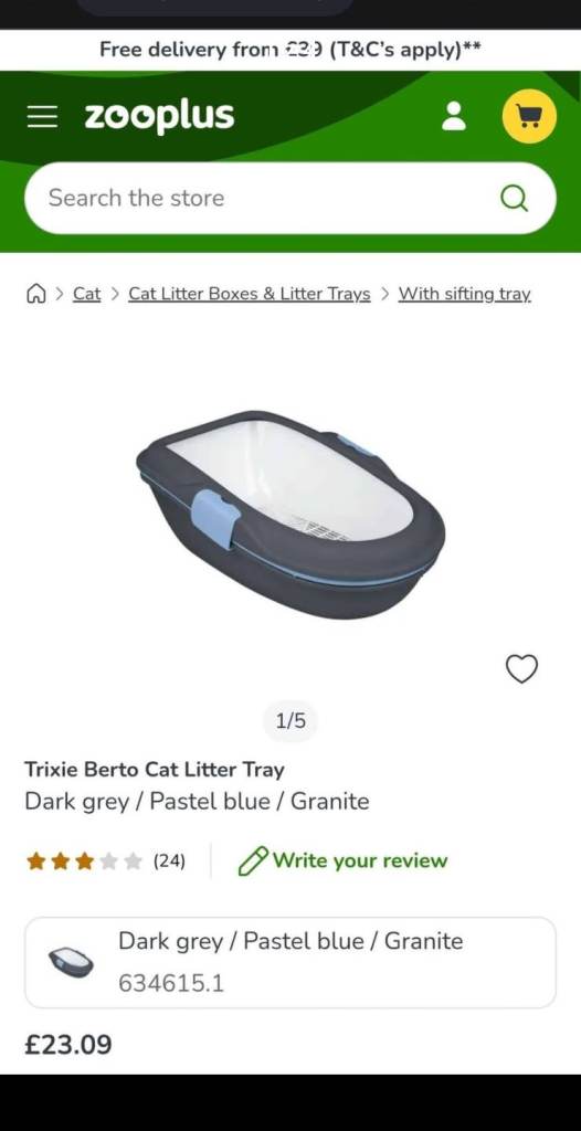 Trixie Berto Cat Litter Tray Dark grey
