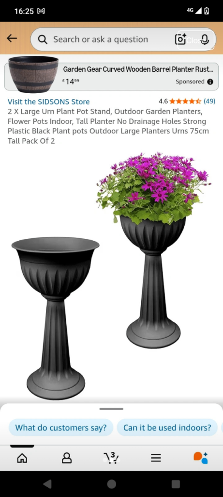 Two NEW Large Urn Pedestal Planters for Garden or Patio