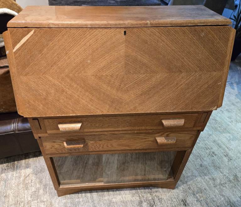 Vintage Wooden Bureau Desk with Drawers – Oak Look