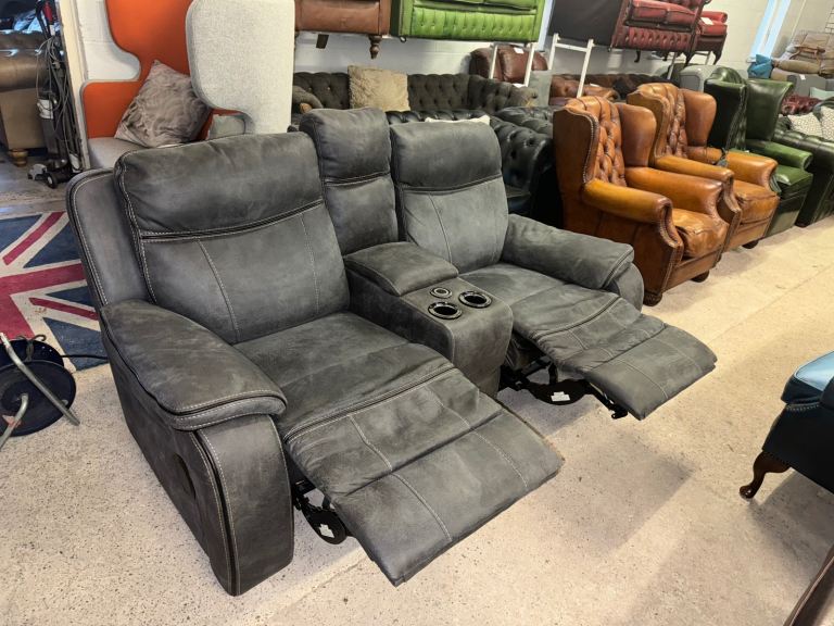DFS Vinson pro grey electric recliner two seater sofa