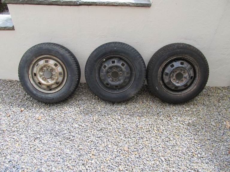 Three Trailer wheels and tyres -  4 Stud, 12 inch diameter, 4 inch pcd