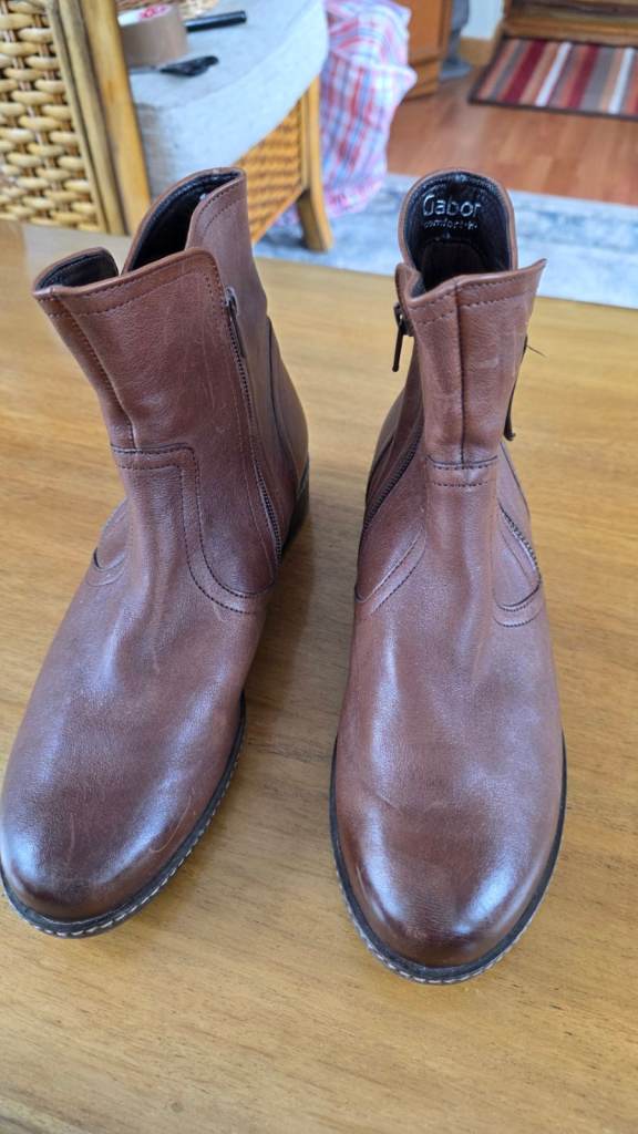 Gabor Brown Leather Ankle Boots - Women's Size 6, Good Condition