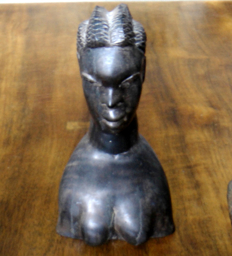 3 Vintage African Solid Hardwood Figure Busts - 2 Male (16cm) & 1 Female (18cm)