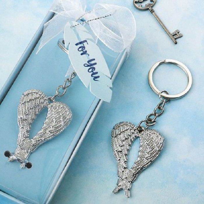 Joblot of 36 Silver coloured guardian angles keyrings 