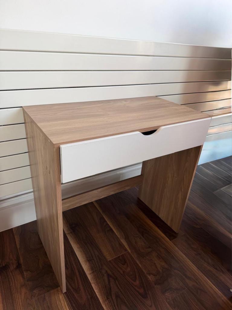 Small Wooden Desk with White Drawer – Good Condition