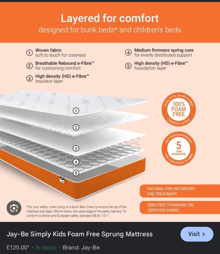 Two JAY-BE single mattress 