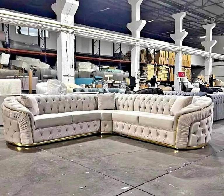 BRAND NEW MADRID LUXURY VELVET SOFAS | UK FACTORY DIRECT | CORNER & 3+2 | GOLD TRIM