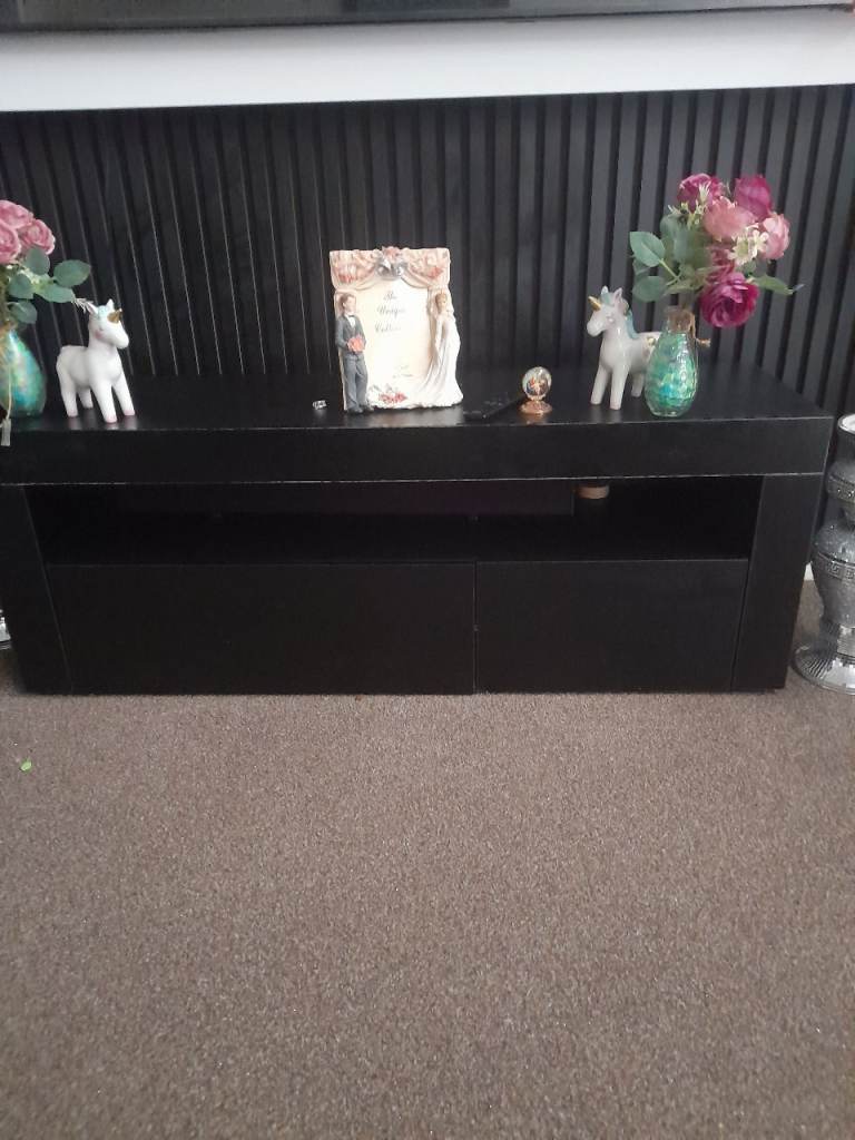 Black Wooden TV Console Unit – Good Condition