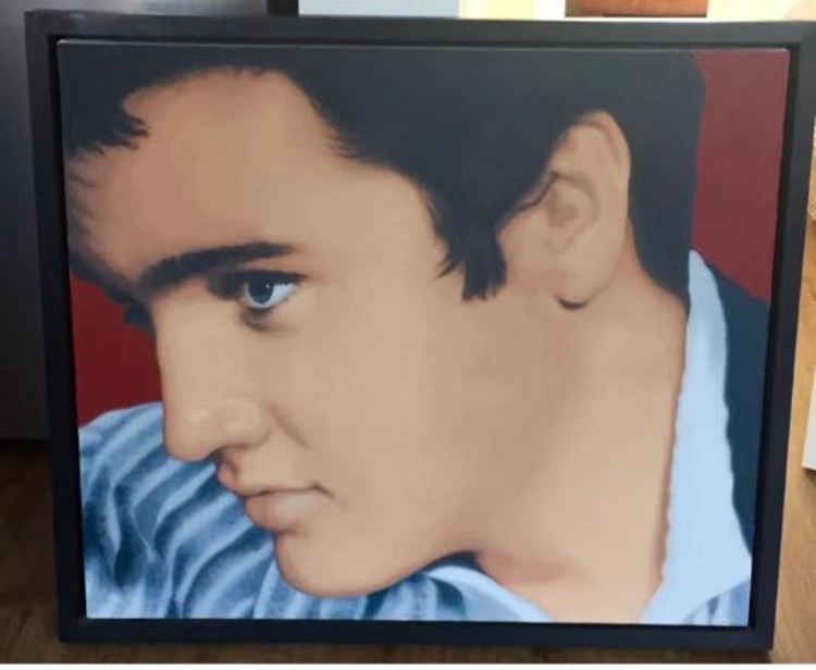 ORIGINAL PANTING/ARTWORK Elvis oil painting on canvas and artist signed photo 