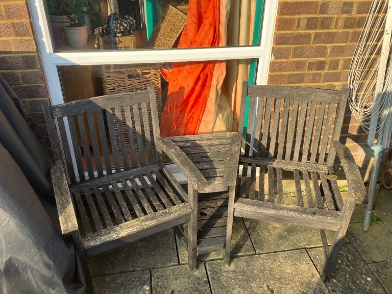 Two seat bench with table 