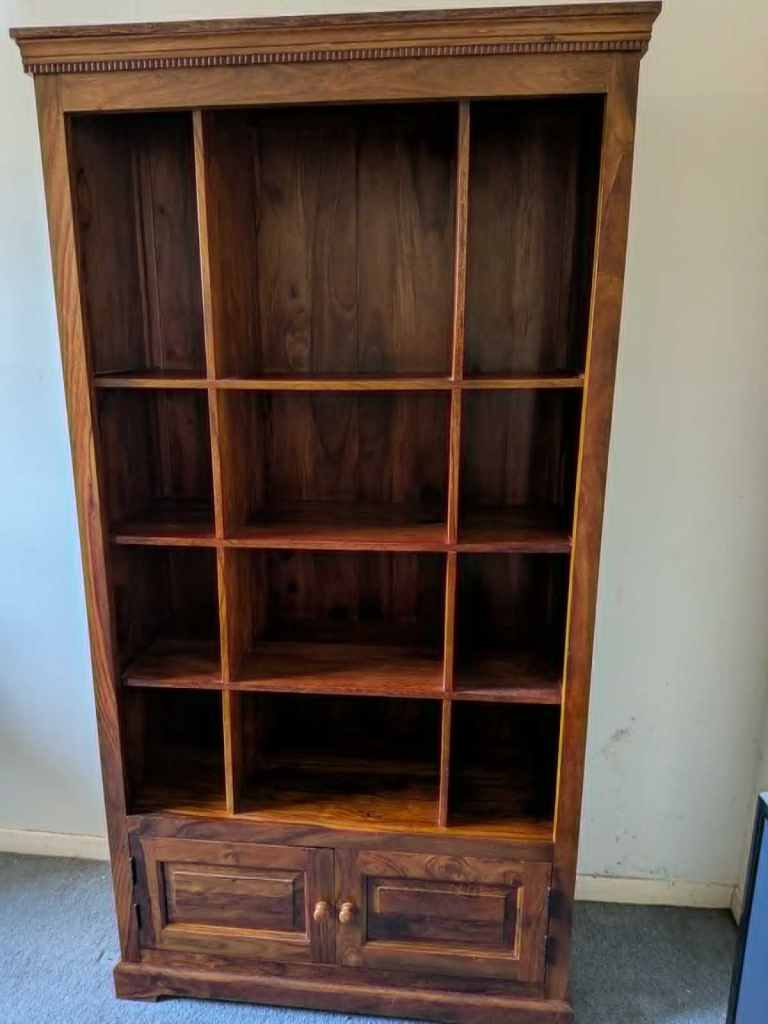 Tall Solid Wood / Sheesham Bookcase with Cupboard