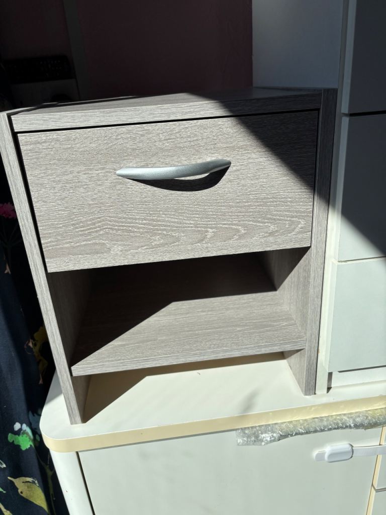 Bedside table grey wood 