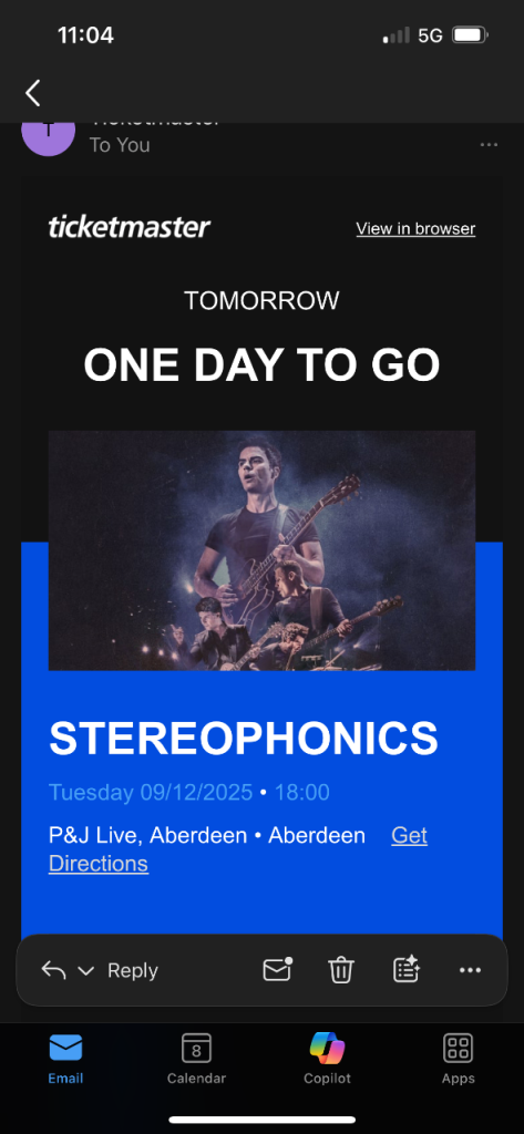 Stereophonics standing ticket