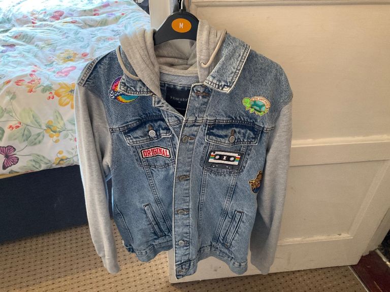 Denim jacket with patches size medium 