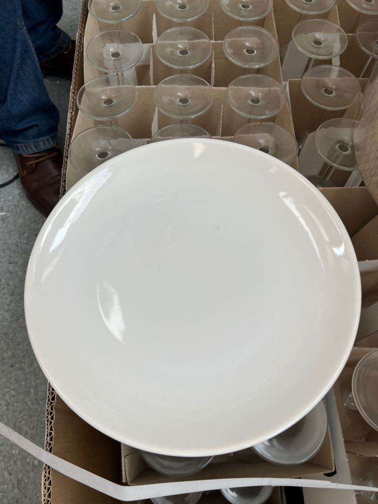 100 New white large dinner plates 
