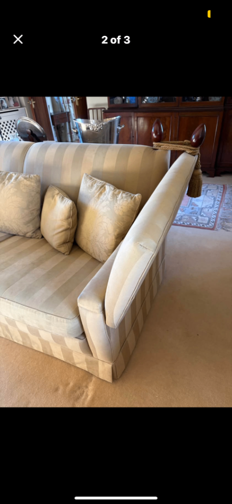 3 Seater and 2 Seater Parker knowle sofas in a gold stripe