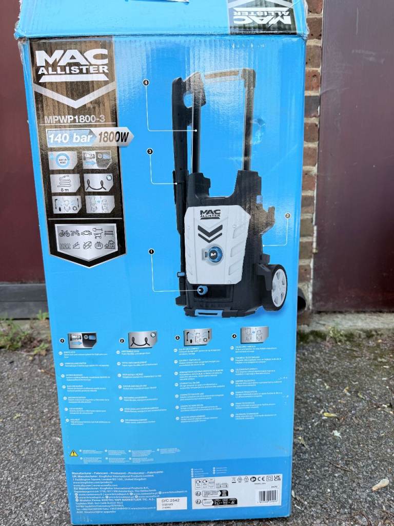 MAC ALLISTER MPWP1800 3 140 BAR 1800W PRESSURE WASHER NEW ON OFFER