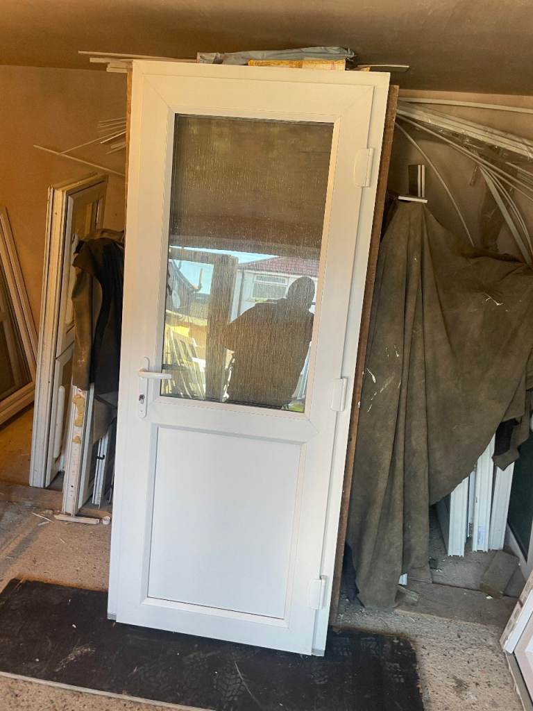 UPVC DOOR 201 x 83 cm - BEAUTIFUL UPVC DOUBLE GLAZED DOOR - OBSCURE GLASS (REF: DX204)