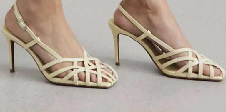 River Island Womens Heeled Sandals Yellow Caged Square Toe size 8 brand new in box