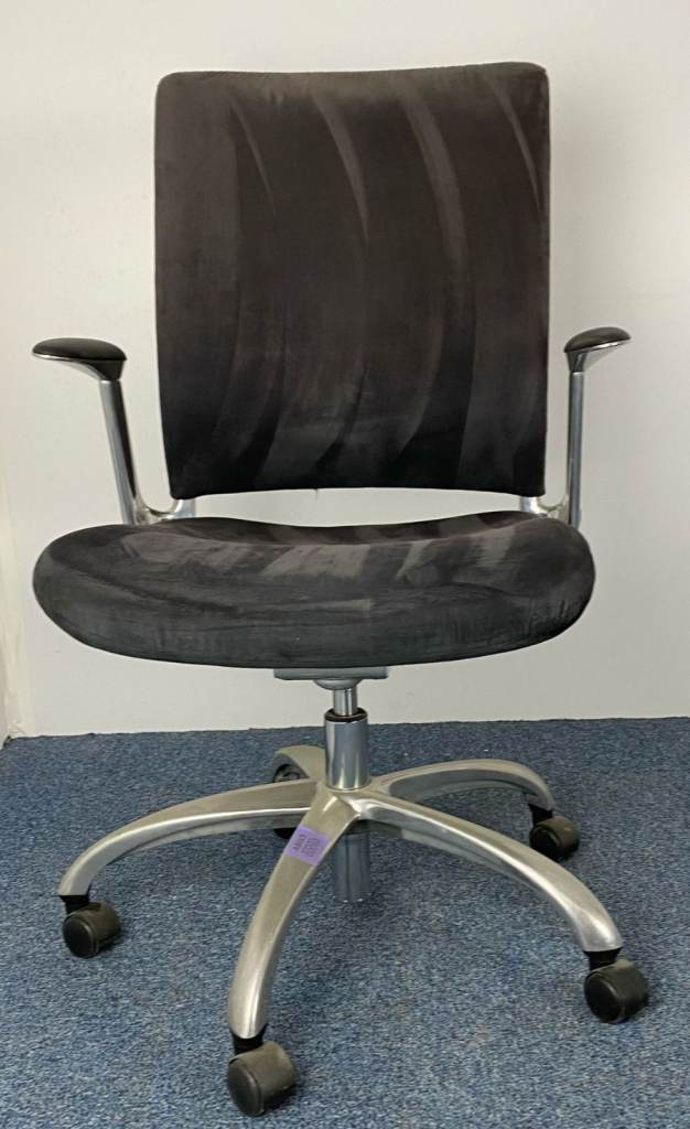 Pre-Loved Verco Brown Suede Operators Chair Chrome Five Star Base Arms Gas Lift 2OOF-CH-5219