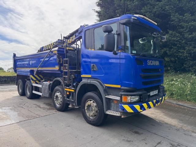2016 66 Scania G410 E6 8x4 steel tipper Epsilon crane & grab weigher a/c