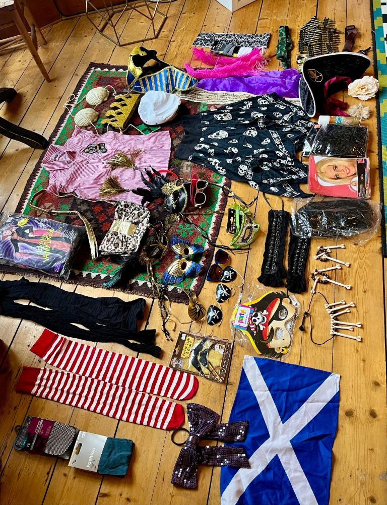 Hamper full of dressing up items