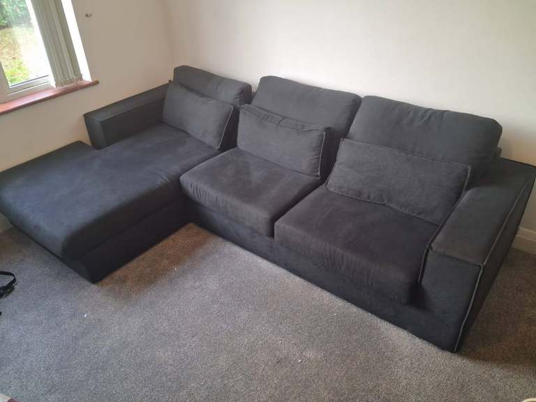 EXCELLENT BLACK SOFA CLUB CORNER SOFA DELIVERY AVAILABLE TODAY 