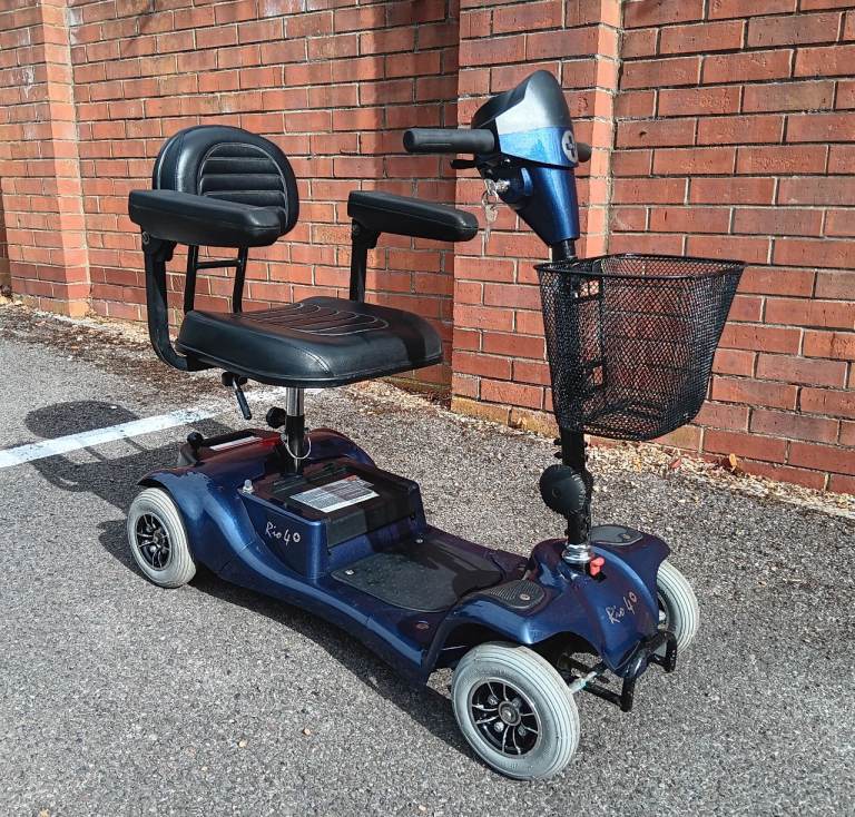 Metallic Blue Mercury Rio 4 Mobility Scooter, fits in car boot, NEW batteries