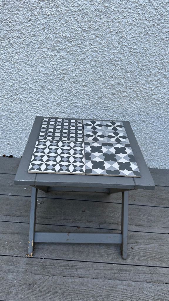 Outdoor Ikea table with tiles