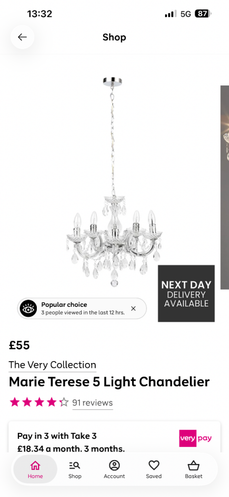 NEW Marie Terese 5 Light Chandelier - Clear Glass