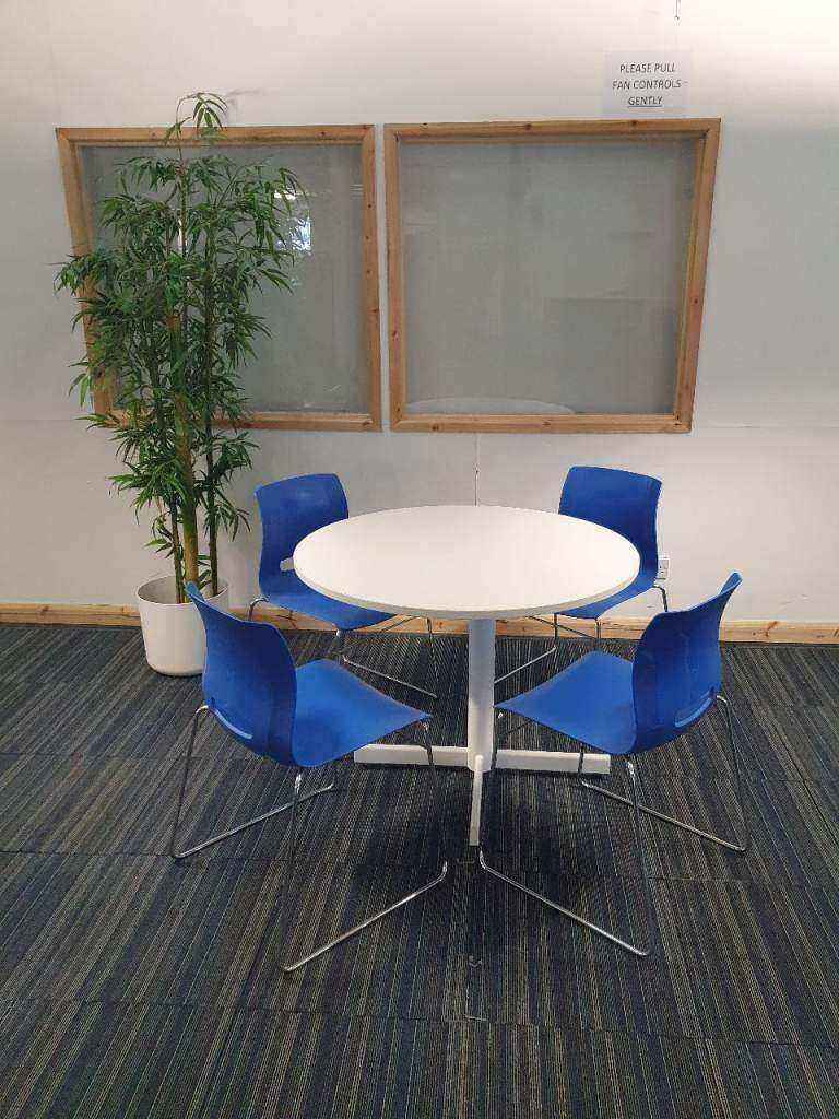 Pre-owned Senator Allermuir Stacking Chairs Model: Allermuir CS1 £85 each 4x Blue/Chrome