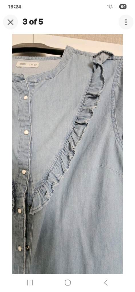 Womens H And M Light Denim Cotton Long Sleeved Blouse/shirt Size 14