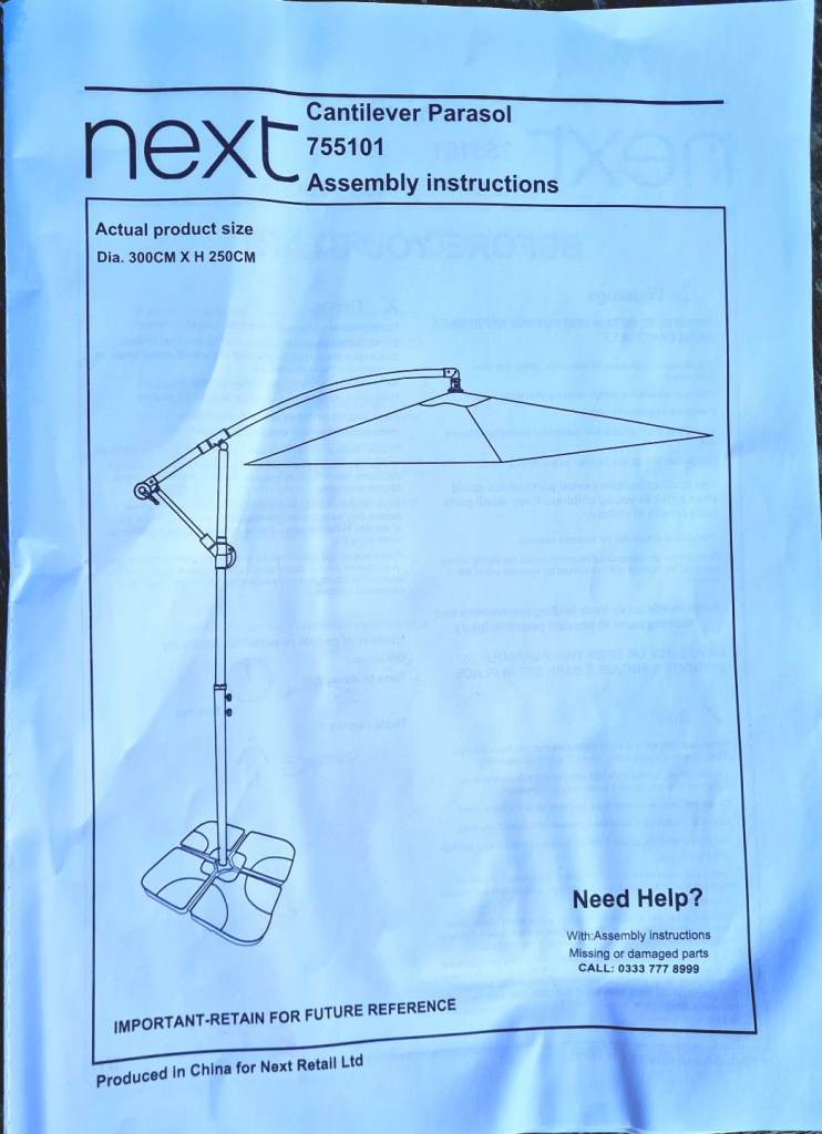 3m cantilever parasol - new