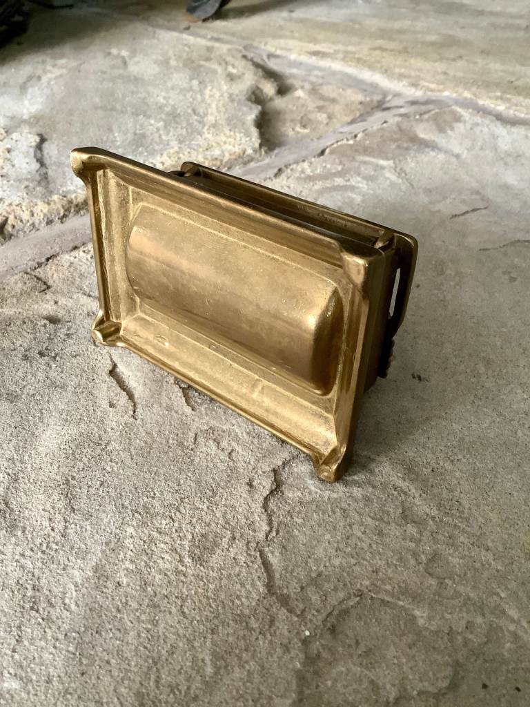 Vintage Solid Brass Floral Incense Holder / Vesta Box – Art Nouveau Style