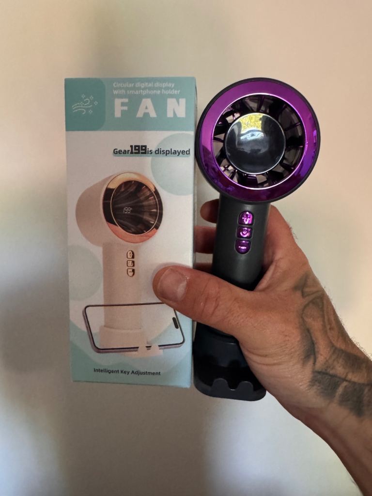 Portable Handheld Fan with Digital Display – Brand New