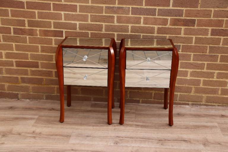 Pair of Glass Laura Ashley Bedside Tables (UK Delivery)