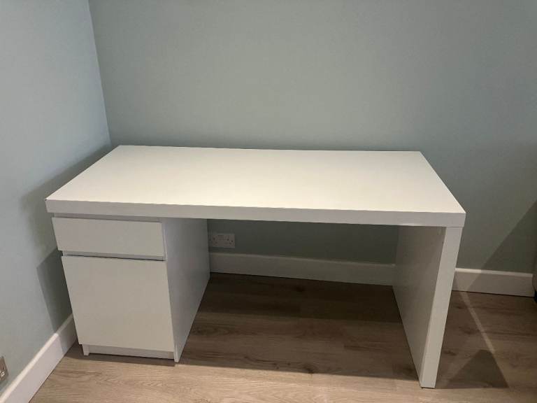 Ikea Malm Desk with Drawer & Cupboard – Good Condition