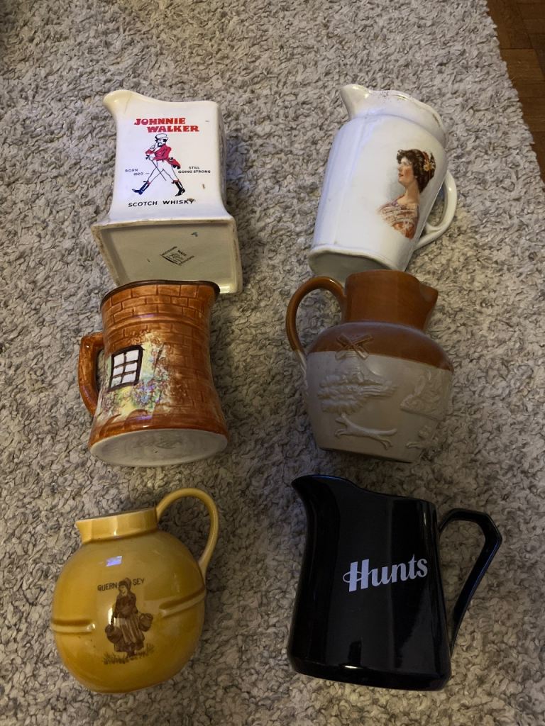 Collection of Six Vintage Advertising Jugs/Pitchers