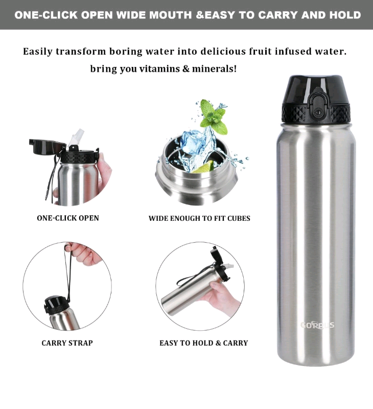 GOPPUS Stainless Steel Water Bottle with Straw 1 Litre brand new.