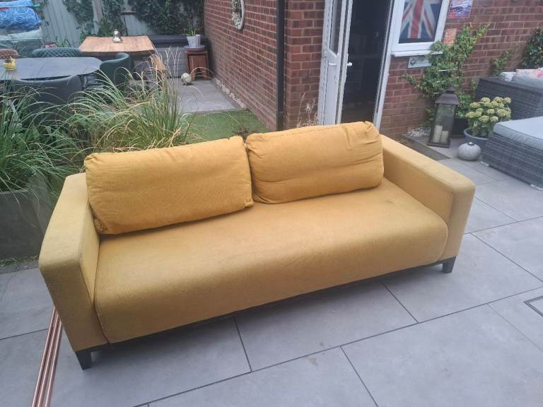 Mustard Yellow Two-Seater Sofa bed – Good Condition