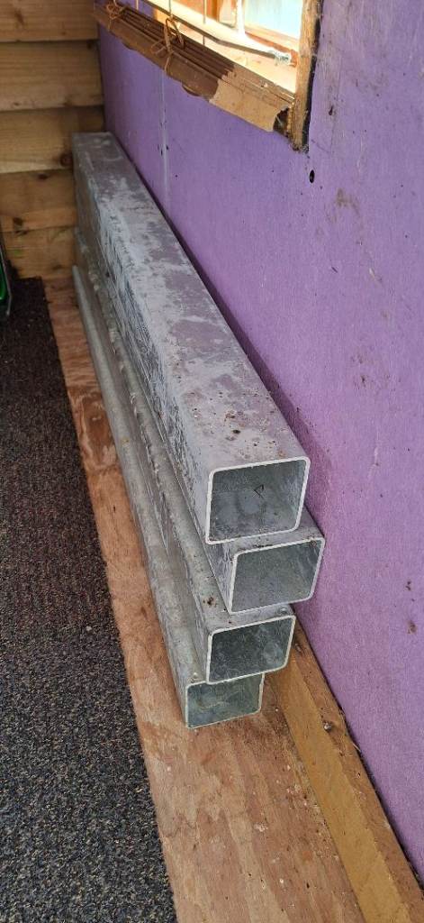 Galvanised Steel box section posts.