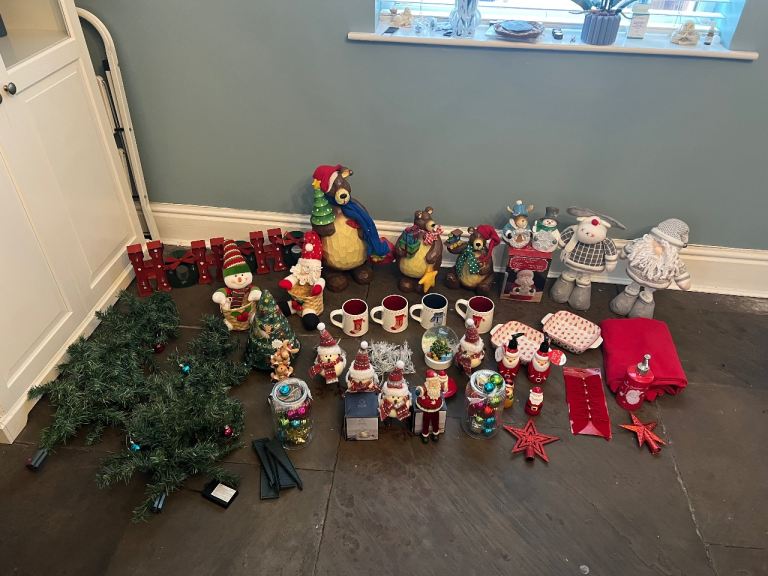 Large Job Lot of Christmas Decorations – Figures, Lights, Tree