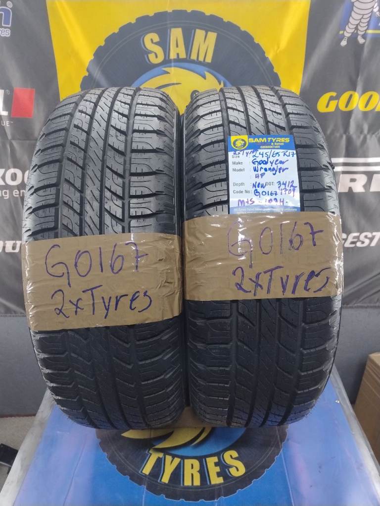 2 x 245 65 17 107H Goodyear Wrangler HP M+S- NEW OFF SPARE WHEEL - G0167