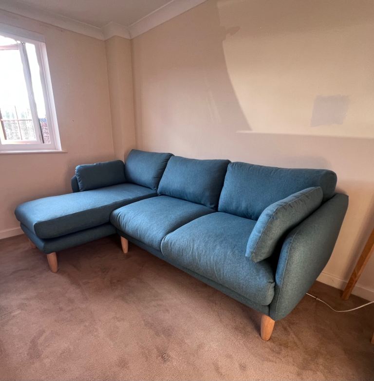 M&S LH Chaise Sofa - Ocean Blue