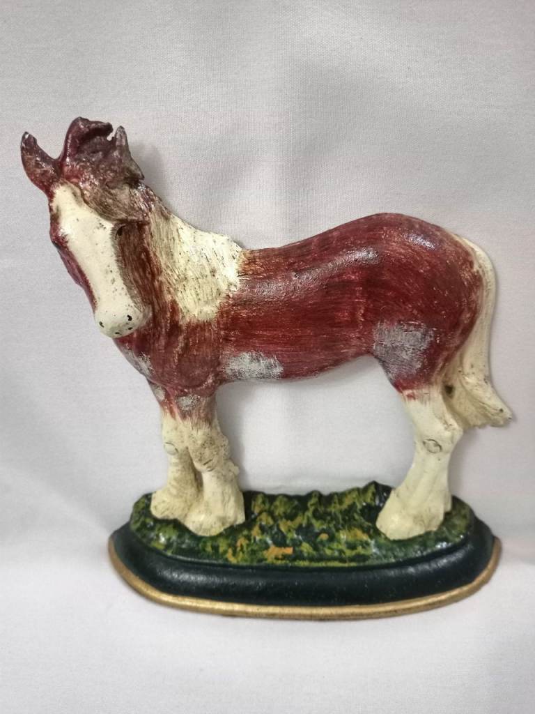 VINTAGE CAST IRON HORSE DOOR STOP.
