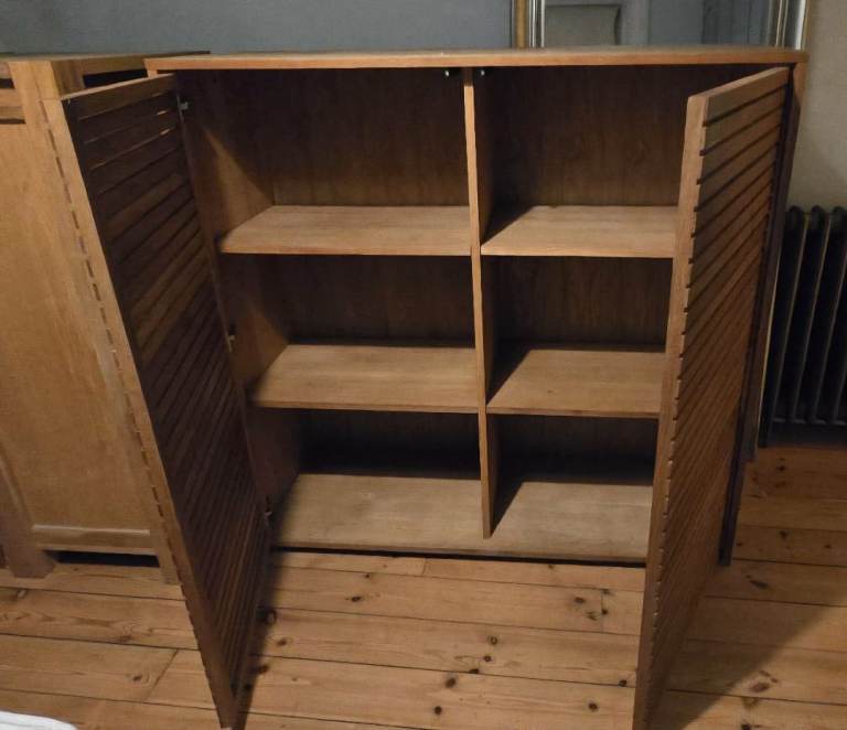 Solid Oak Slatted Storage Cabinet